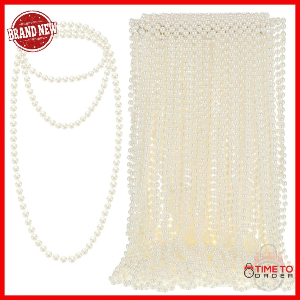 200 Pcs 7mm Faux Pearl Necklaces 33 Inch Bulk Party Wedding Decor